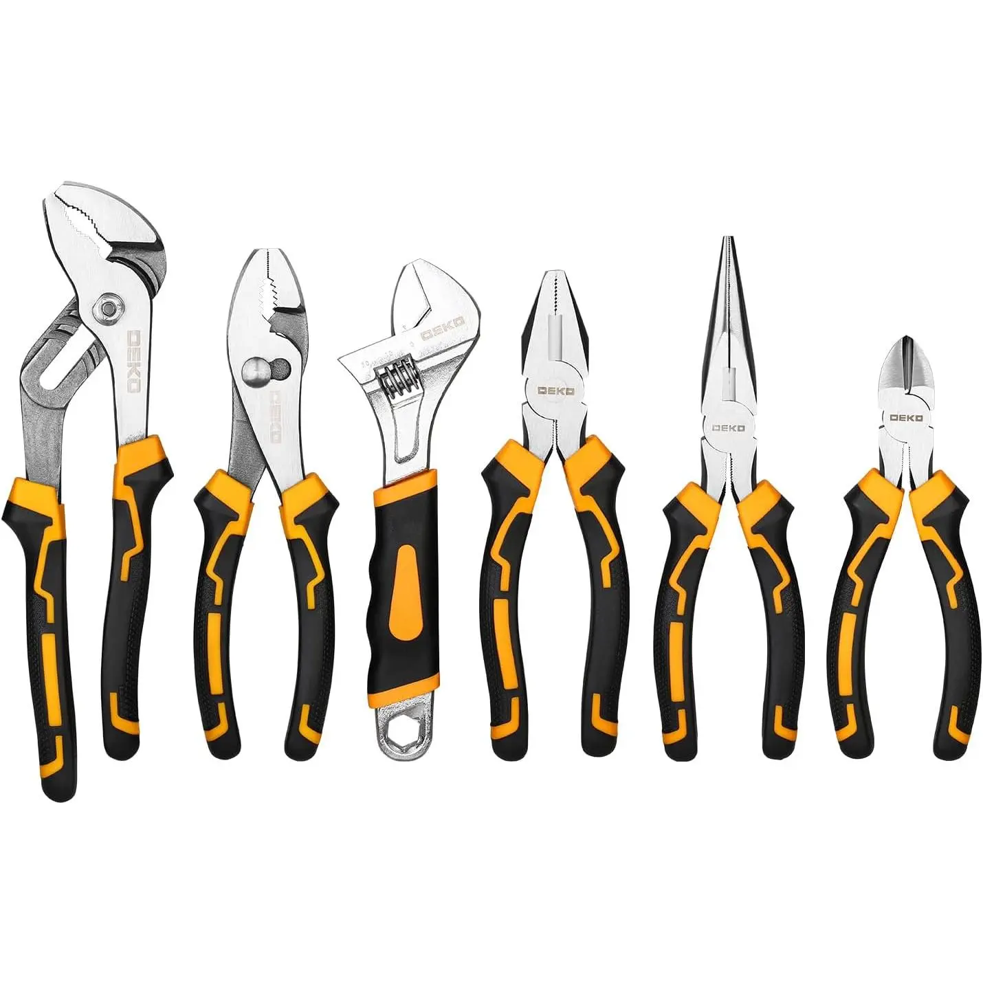 6-piece plier set, including 10inch water pump pliers, 8inch adjustable wrench/pliers/long nose pliers, 6inch diagonal pliers, 8inch adjustable wrench| High-quality CR-V tools