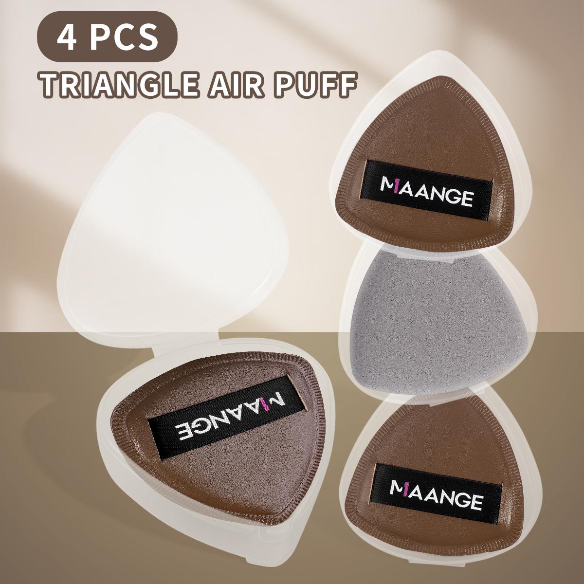 MAANGE 4pcs Bamboo Charcoal Marshmallow Air Cushion Puff with Storage Box, Powder Puff for Loose Powder, Face Makeup Sponge Soft Velour Triangle Powder Puffs Beauty Sponge, Cosmetics