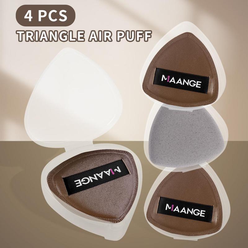 MAANGE 4pcs Bamboo Charcoal Marshmallow Air Cushion Puff with Storage Box, Powder Puff for Loose Powder, Face Makeup Sponge Soft Velour Triangle Powder Puffs Beauty Sponge, Cosmetics