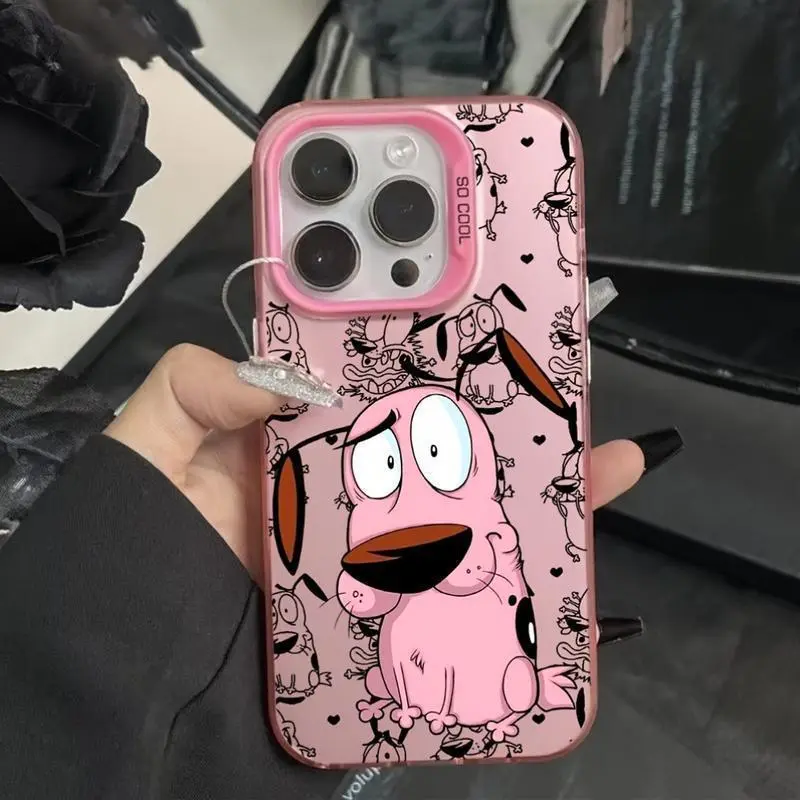 Cartoon Courage the Cowardly Dog phone case suitable for iPhone 17 Air, 16 Plus, 15, 14, 13, 12, 11 Pro Max, anti-drop frosted back cover, a gift for friends, family, and yourself.QXD243 Protection Protective