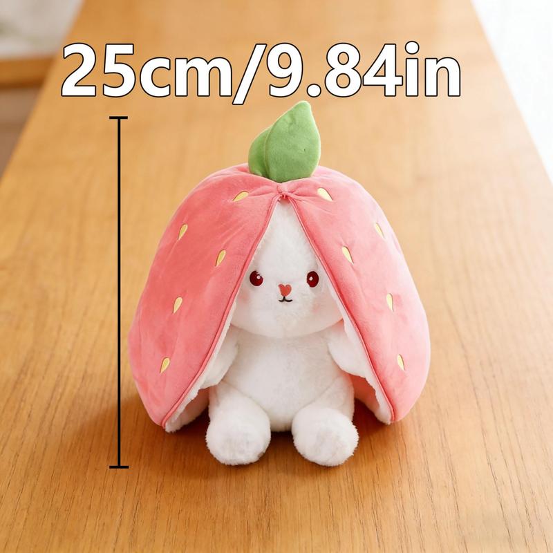 Strawberry Carrot Bunny Plush Pillow - Dual - Design Kawaii Cosplay Accessory! Soft, huggable, and decorative. Ideal Easter or Valentine's Gift for Teens & Adults. Trendy, versatile, and gift - worthy.