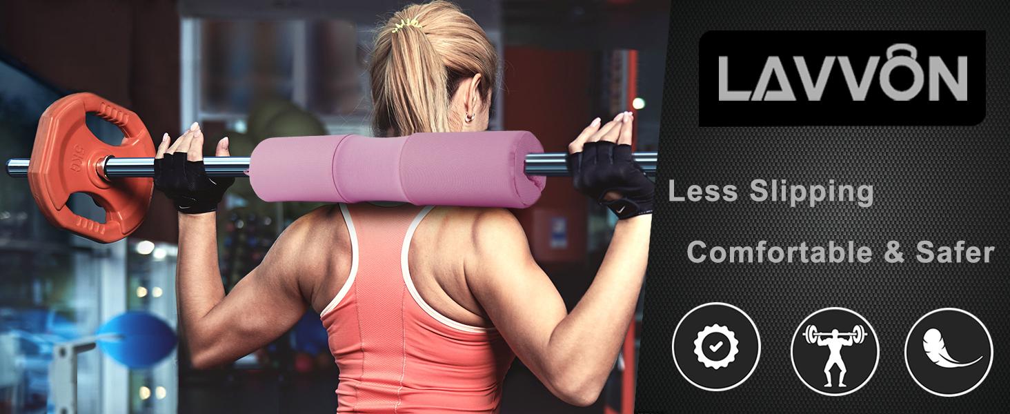 Barbell Squat Pad Set- Nylon Padding AntiSlip- Thick Foam Barbell Pad for Squats Cushion,Lunges&Bar Padding for Hip Thrusts -Standard Olympic Weight Bar Pad (Wrist Straps Weightlifting-Ankle Straps)