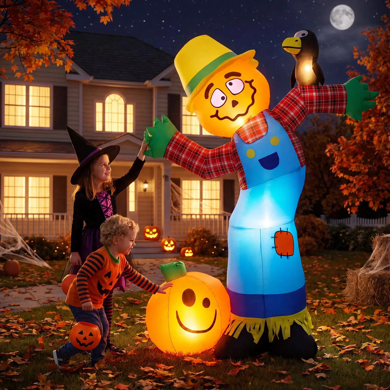 Halloween Inflatables Clown Trunk or Treat Car Decorations, Inflatable Halloween Decorations with LEDs, Scary Clown Trunk or Treat Decorations for Front Yard Car Decor