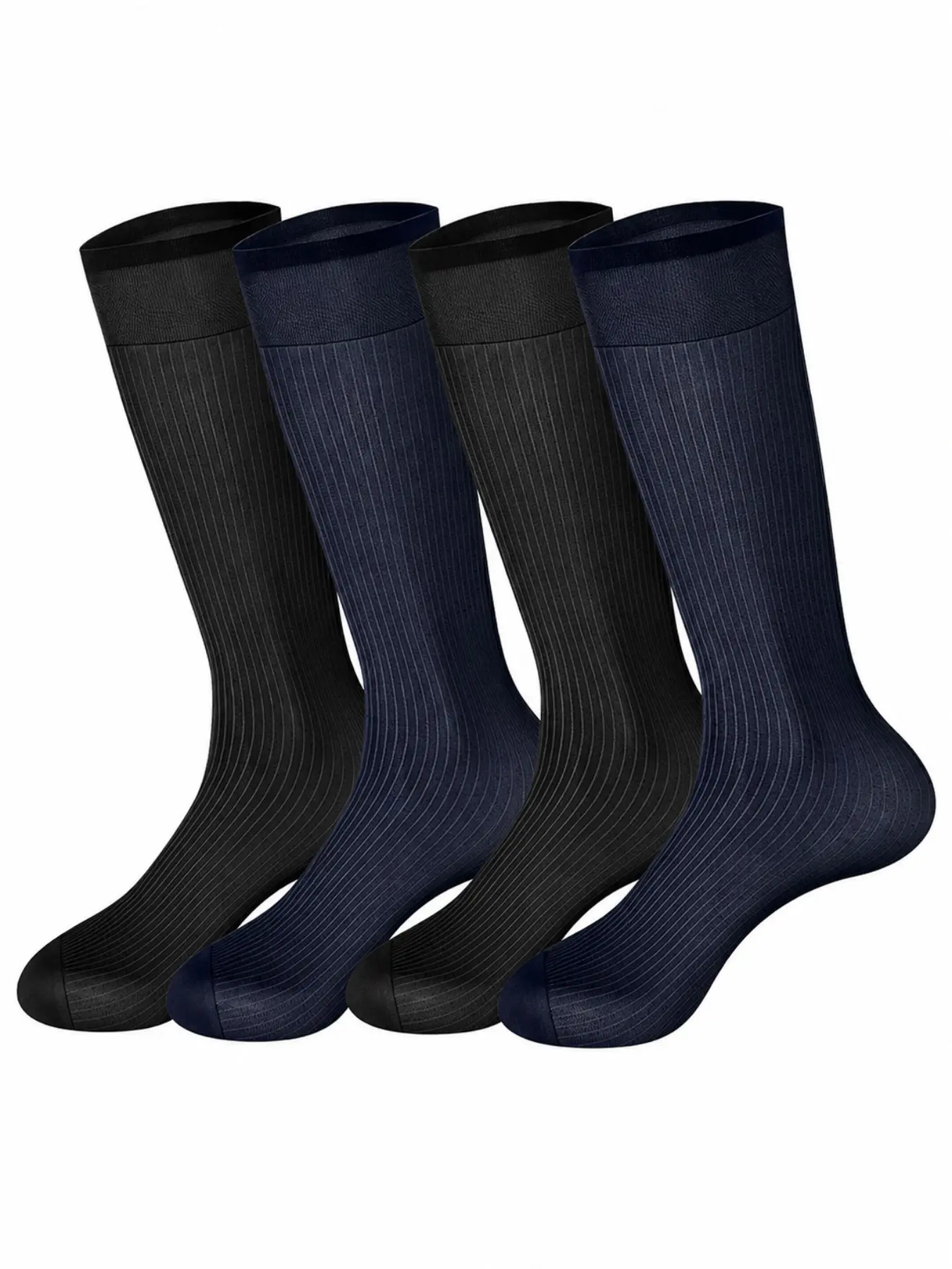 4 Pairs Sheer Dress Socks for Men Ultra-Thin Calf Socks Silky Casual Business Tuxedo Sheer Sock Cool Business Soft Stockings