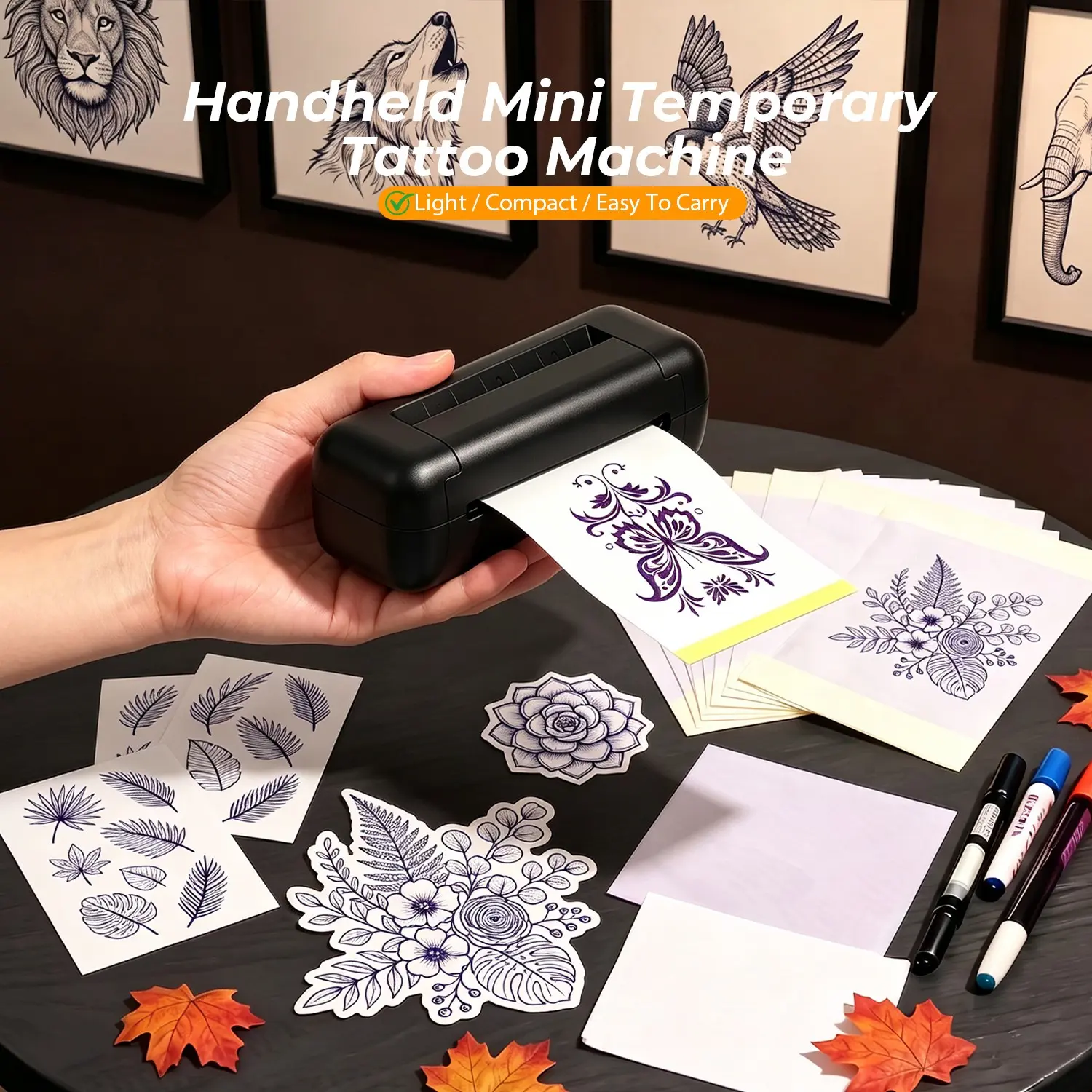 C3 Wireless Tattoo Template Printer, Compact Thermal Inkless Tattoo Printer, 3 Inch Tattoo Printing, DIY Tattoos, Bluetooth-compatible Connection
