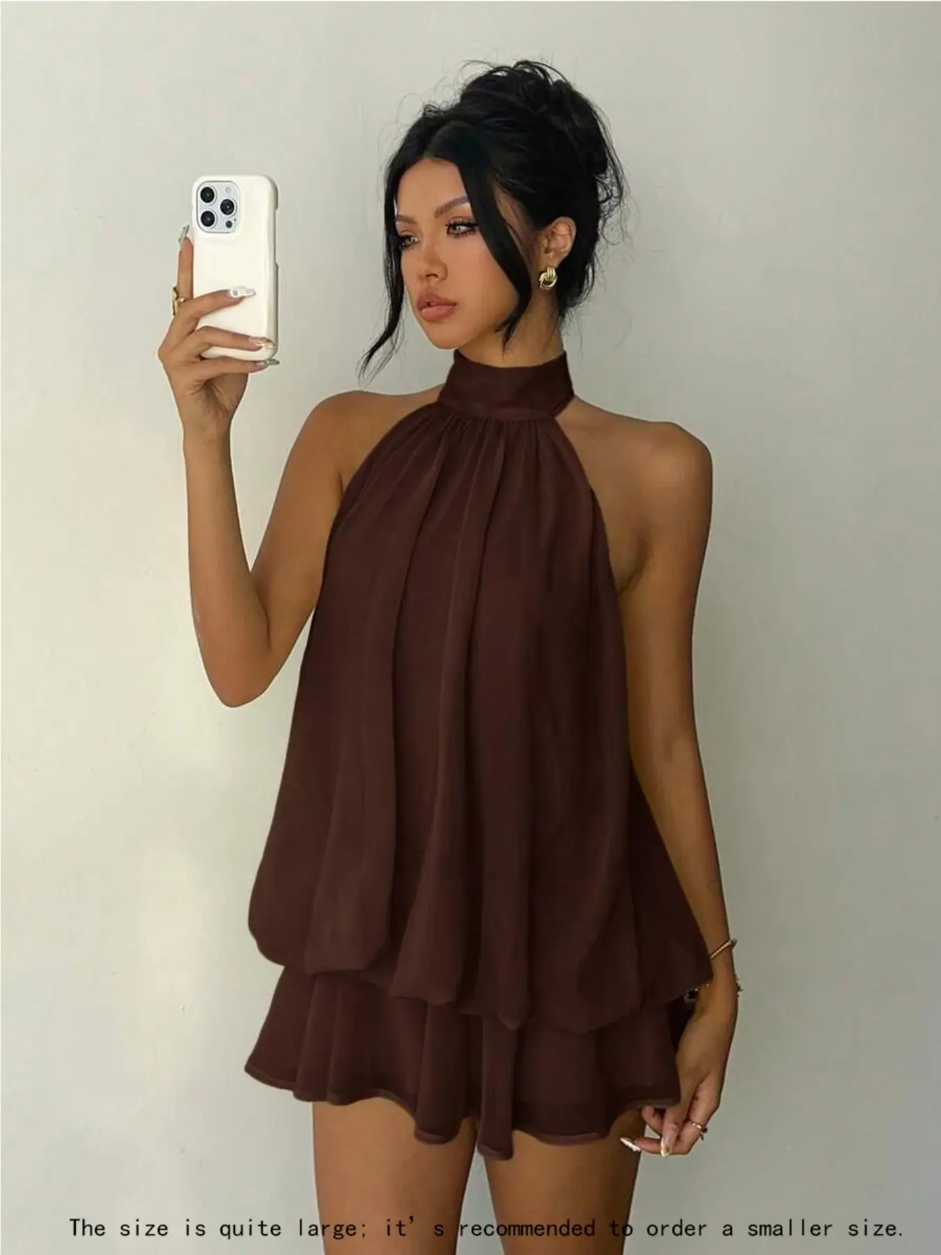 Women's Mini Dress, Chiffon Elegant Ruffled Butter Spaghetti Strap, Sleeveless, Summer Party Dress, Wedding Travel, Beach Vacation, Elegant Party Apparel, Dresses For Party