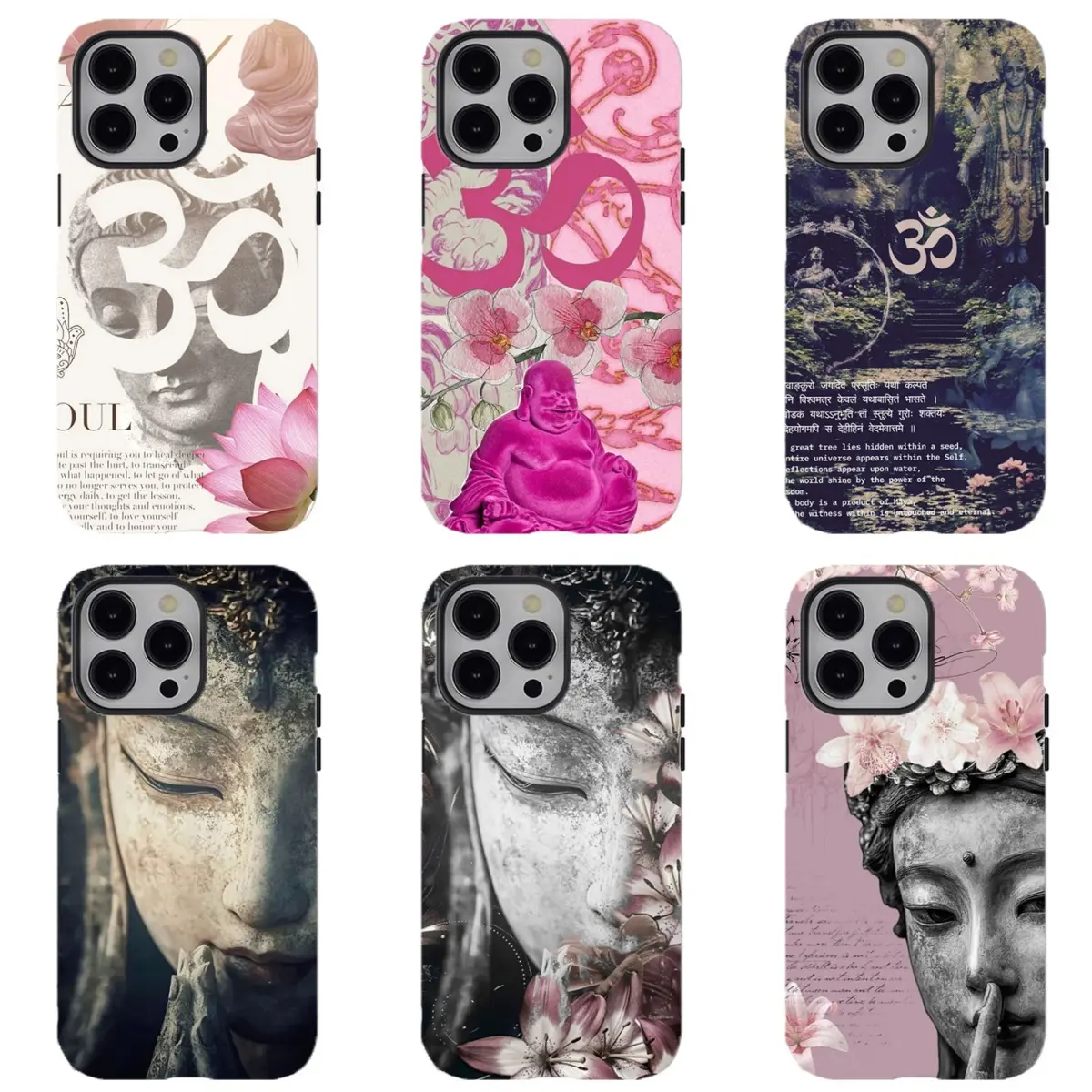 Om Symbol Buddha Lotus Spiritual Aesthetic Phone Case, Compatible for iPhone 17Promax 16 15 14 13 12 11 and for Samsung S26‑21, Soft Shockproof Boho Indie Meditation Art Cover, Viral Calming Protective Shell, Perfect Holiday Gift, Unique Gift