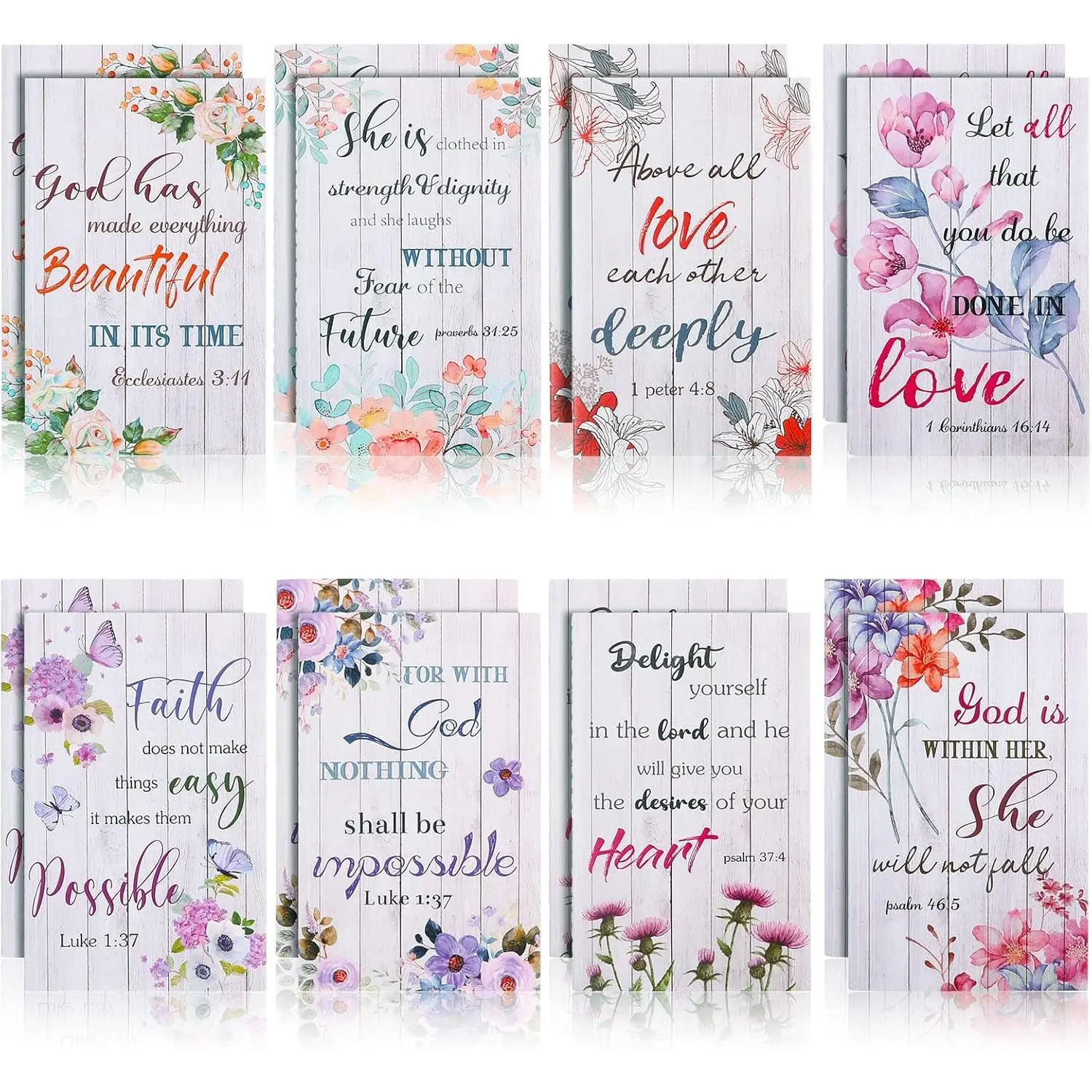 16 count Flower Daily Prayer  for Women,  Verse Notebooks Rustic Floral Inspirational Scripture Quotes Pocket Notepads, School Office, 4.9 x 3.1 Inches(Cute Style)
