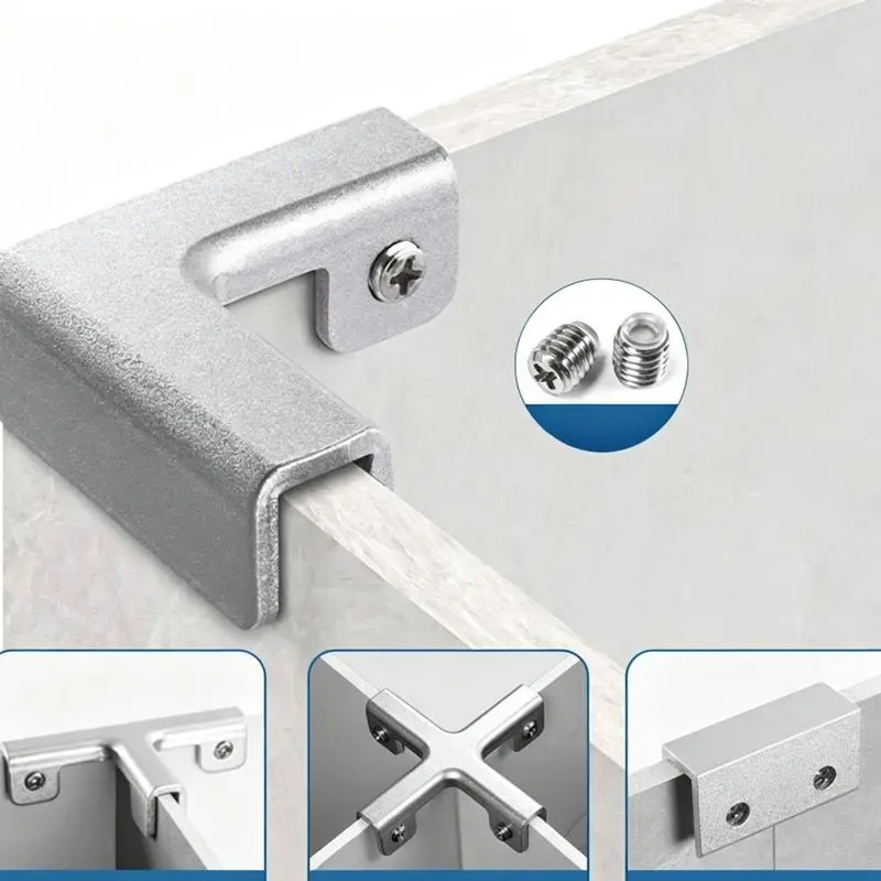 8pcs Reinforced Aluminum Alloy Tile Fixing Buckles, Solid Metal Glass Clips, Handle Locks & Flower Pot Organizer Clips, Reinforced Clips