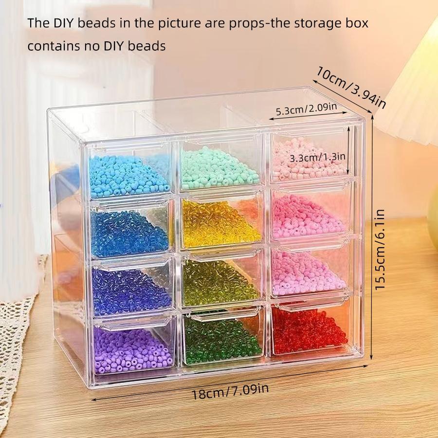 DIY Handmade Bead Storage Box Drawer Style Dust proof Desktop Handmade Bead and Sorting Box Transparent Material Box Durable Plastic Organizers Clear Organizer