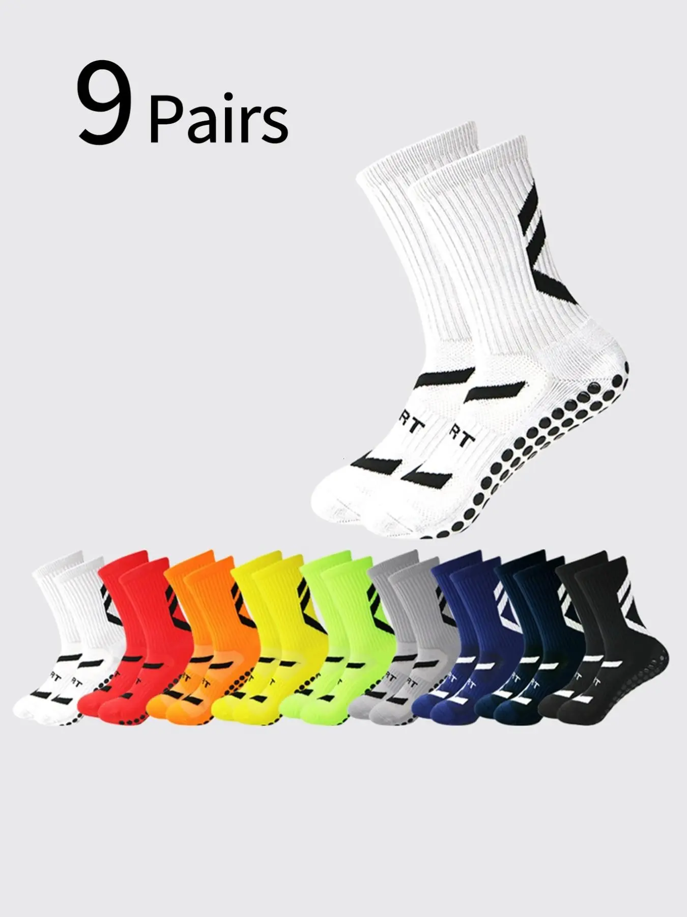 9 Pairs Professional Sports Running Socks, Anti-Slip Shock Absorption, Sweat-Wicking Breathable, Unisex, Basketball Soccer Outdoor Marathon Hiking Socks