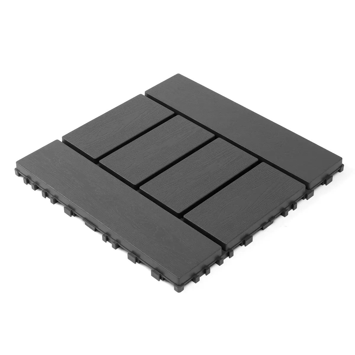 Dark Gray Plastic Interlocking Decking Tiles (44 Packs, 12x12 in, 0.8" height) - Easy to Install, Waterproof All-Weather Click-Parquet Flooring, Solid and Reliable for Backyard Pool, Balcony