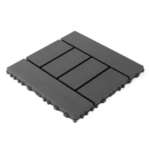 Dark Gray Plastic Interlocking Decking Tiles (44 Packs, 12x12 in, 0.8" height) - Easy to Install, Waterproof All-Weather Click-Parquet Flooring, Solid and Reliable for Backyard Pool, Balcony