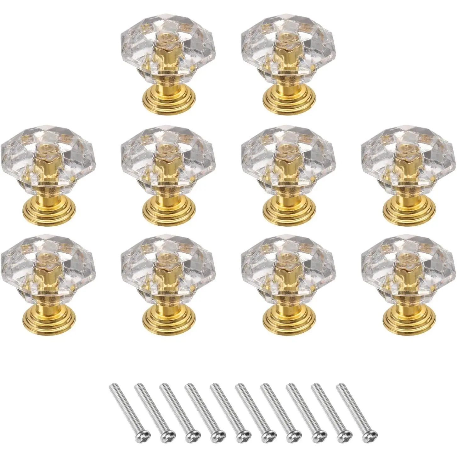 10 count  Cabinet Knobs 24 mm Drawer Pulls  Drawer Knobs for Cabinet, Cupboard, Wardrobe, Dresser, Clear/