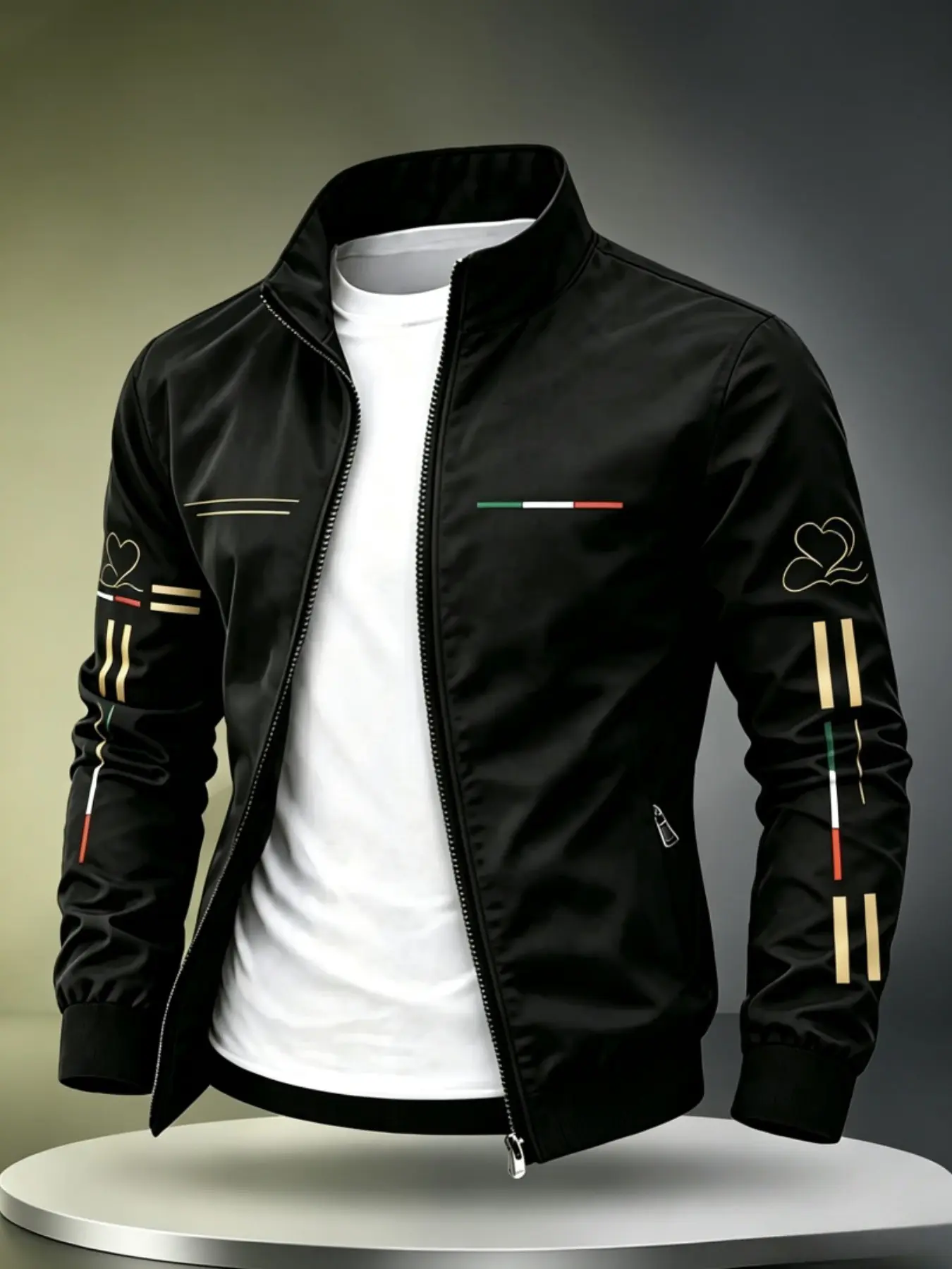 Men's Mexican Flag Print Sport Jacket, Durable Casual Zipper Outerwear, Slim Business Style Top, Perfect Gift, All Seasons