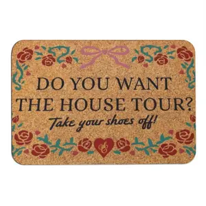 Do You Want The House Tour Take Your Shoes Off Doormat Welcome Mat,Farmhouse Entry Rug, Humor Front Door Decor, Housewarming Unique Front Porch Mat, Home Decor, Cool Housewarming Gift Mat