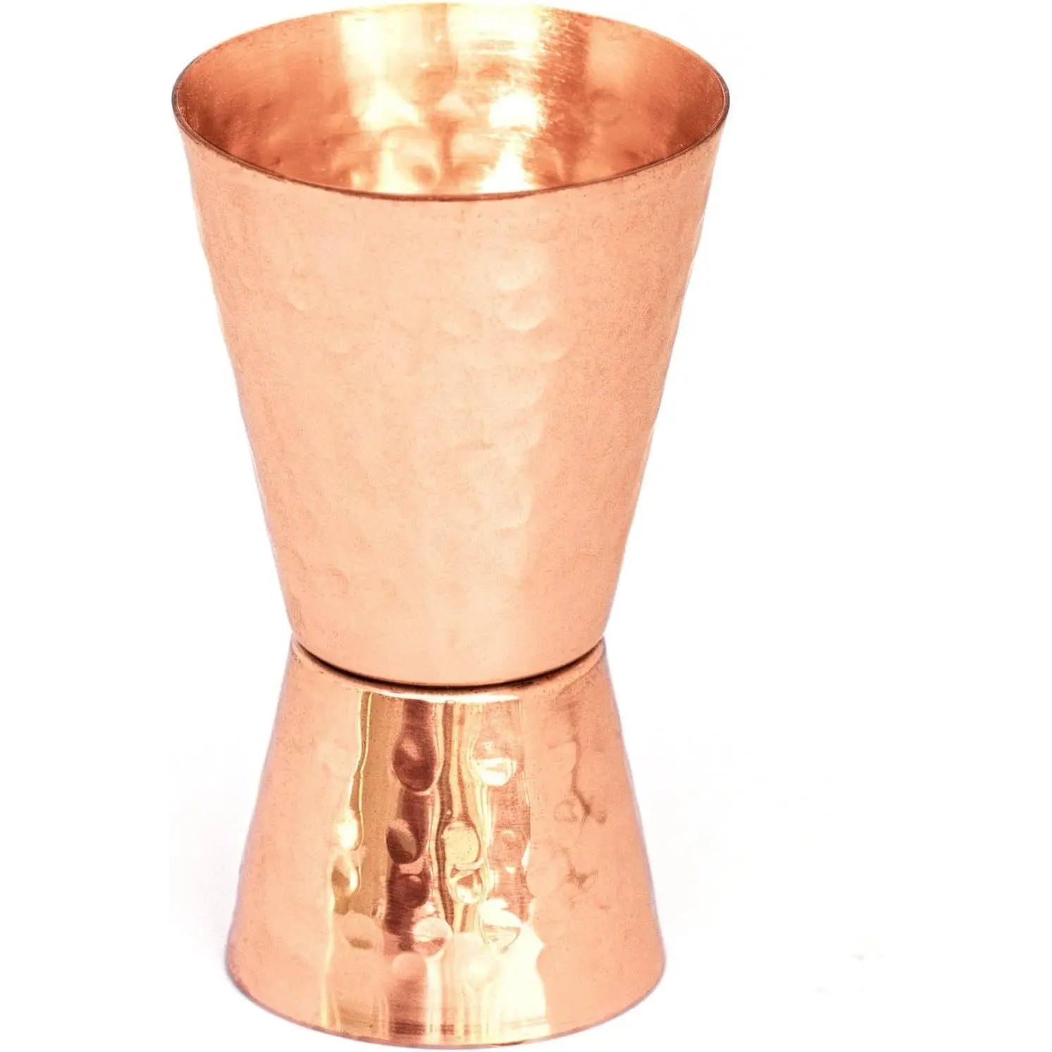 Lacquered Copper Jigger - 1oz/2oz Double Measuring Jigger for Cocktail Mixing - Solid Hammered Copper 22G - Shot Glass for Moscow Mule