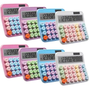 8-Pack Calculator Bulk, Mechanical Keypad Calculator with Big Buttons - Solar &   Power, 12-Digit Large LCD Display Desktop Calculators for Students, Teachers, Office & School (4 Colors)