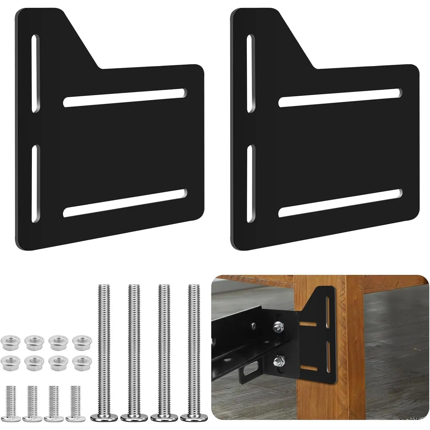 2 count  Bed Modification Plate, Headboard Attachment Kit | Heavy Duty Bed Modification Plate, Headboard Attachment Bracket with Hardware