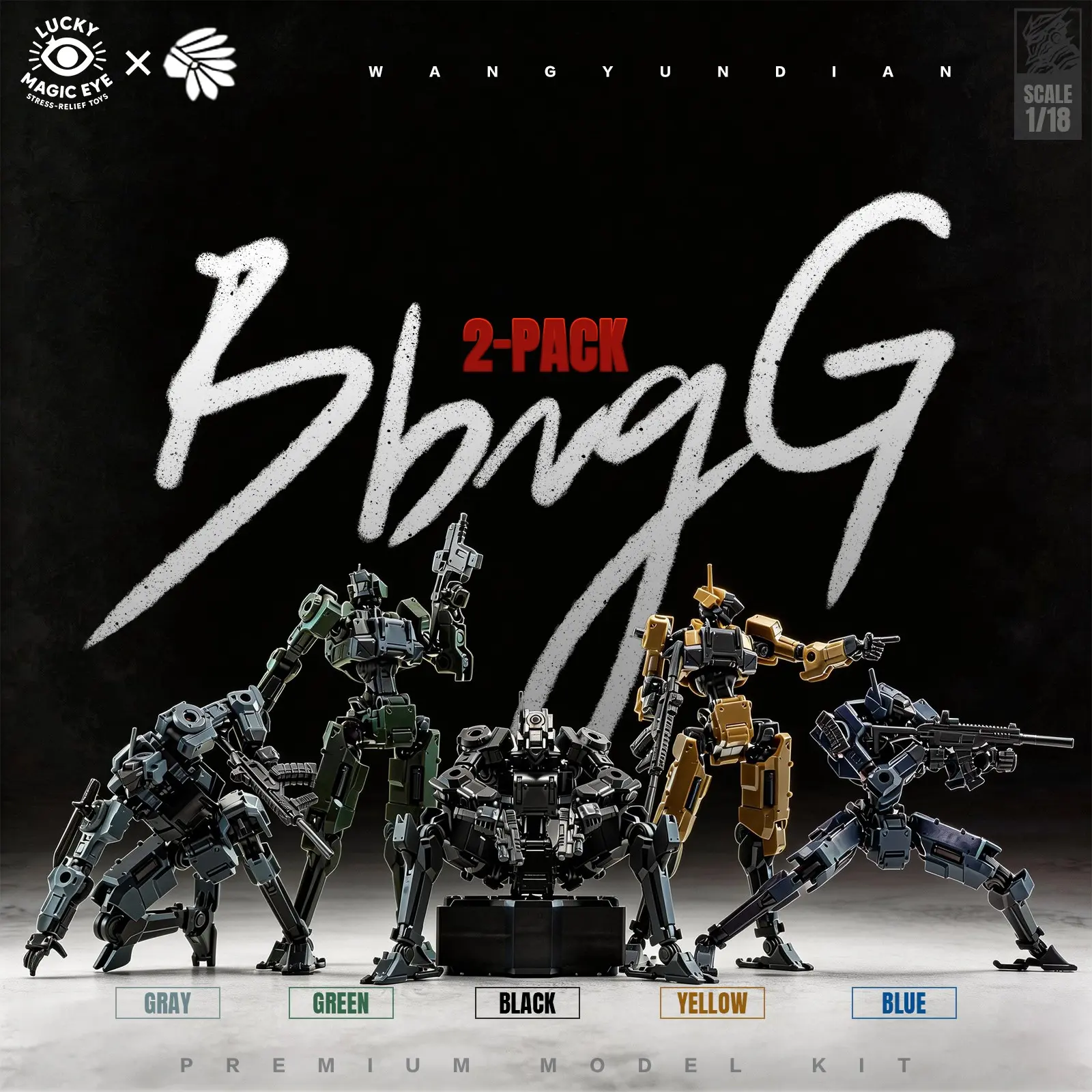 2-Pack 1/18 Scale Sci-Fi Mecha Assembly Model, Highly Detailed Action Figure, Universal Interface, Cyberpunk Robot with Full Accessories, Desktop Display, Action Figure Set