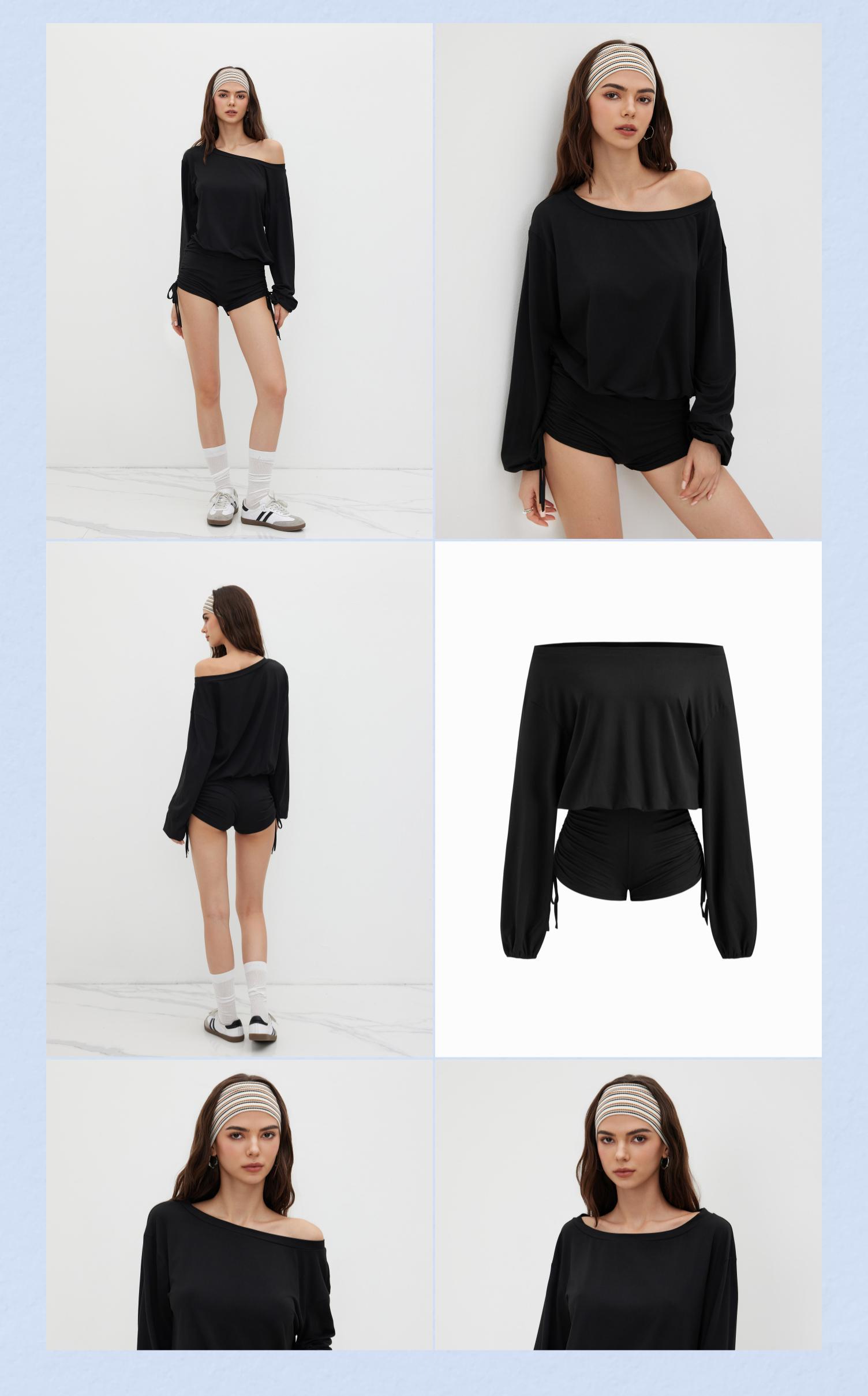 Cider Asymmetrical Neck Drawstring Romper SwimWeek