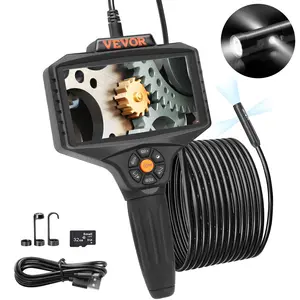 VEVOR Triple Lens Borescope, 5" IPS Screen Inspection Camera with Lights, 8X Zoom 1080P HD Split Screen, 10 LED Lights Scope Endoscope Camera for Automotive, Plumbing(16.5FT Cable, 32GB Card)