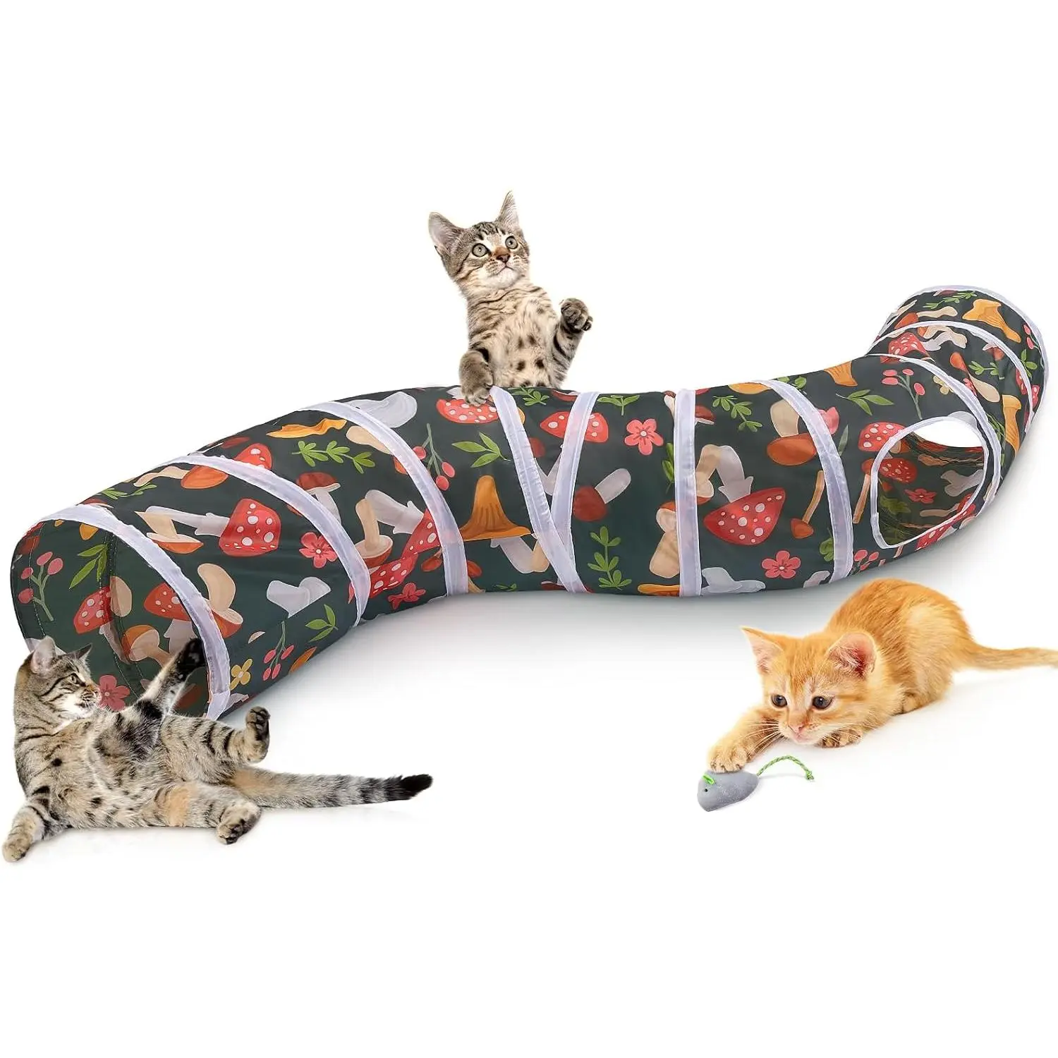 Tunnel,  Tunnels for Indoor Cats, S-Shape Cats Cave with  Toys, Foldable  Tubes and Tunnels for Cats, , Puppy, Guinea Pig | Interactive Bunny Tunnel And  Tubes With Crinkle Sounds. Ideal For Kittens, Ferrets And Small Pets To , Play Or Rest