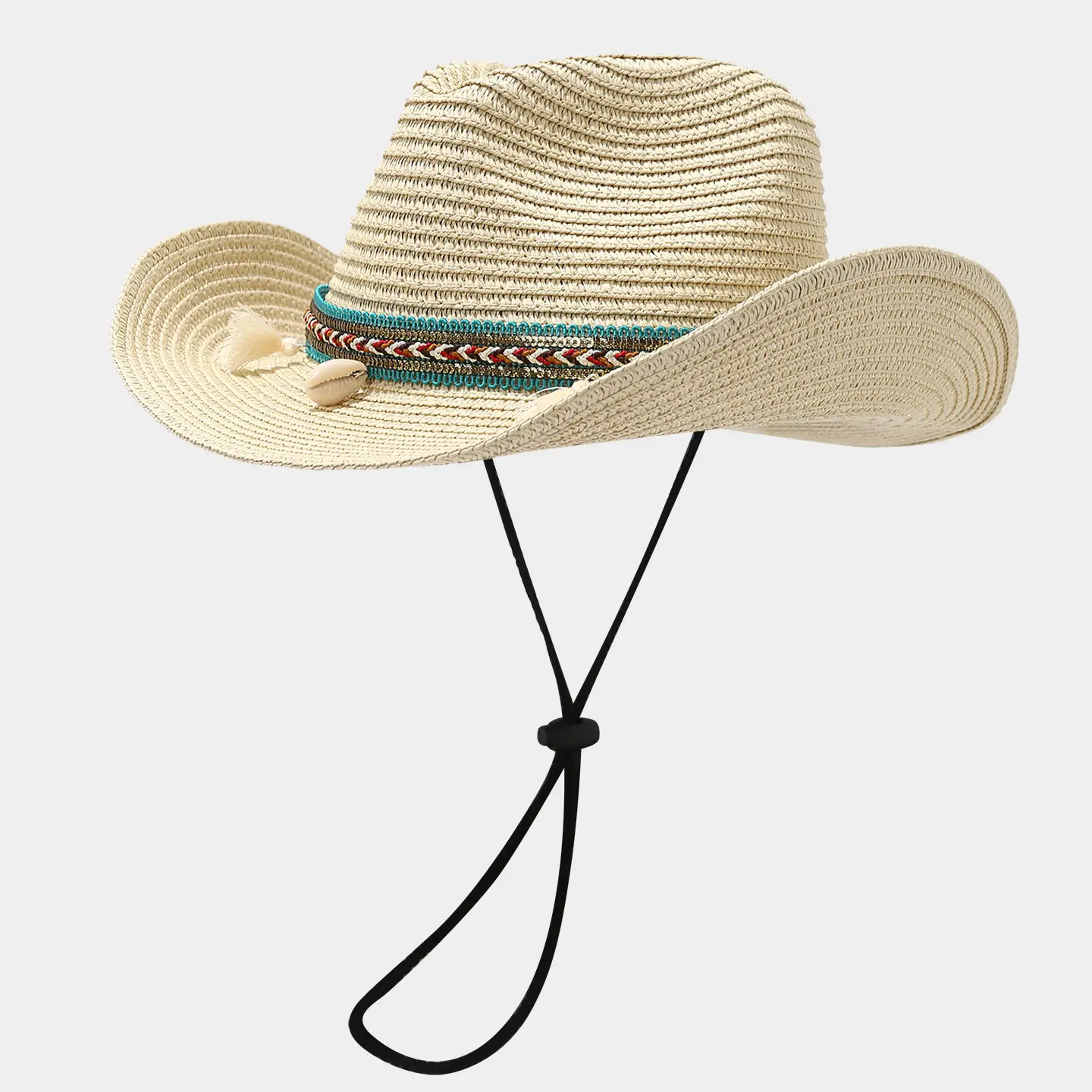 Women's Solid Plain Boho Western Cowboy Hat - Broad Brim, Adjustable Chin Cord, Summer Sun Protection, Driving/OOTD Female Hat, Cowboyhats
