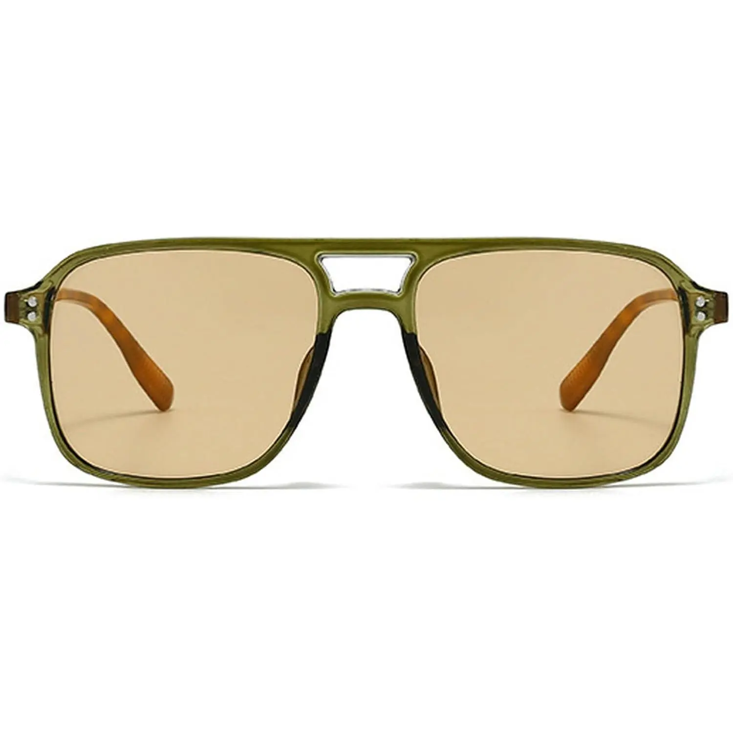Retro Double Bridges Square Men Rivets Sunglasses Fashion Women Yellow Blue Shades UV400 Sun Glasses