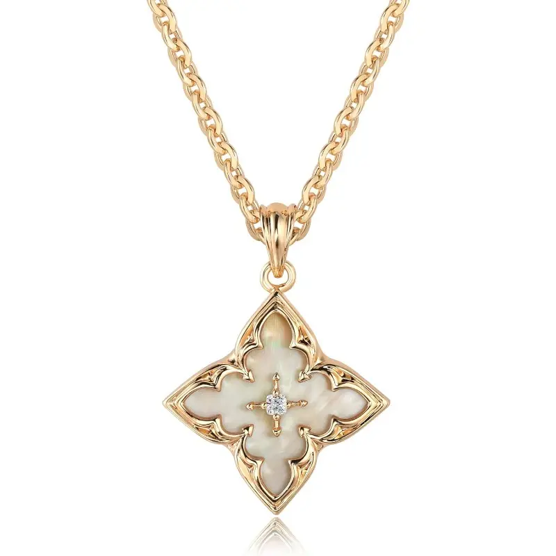 Women's Clover Necklace - Exquisite Plated Pendant Necklace - Adjustable Chain Necklace - Clover-Shaped Pendant - Lucky Necklace - Suitable for Women - Jewelry Accessory