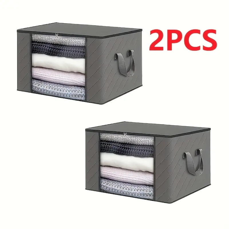 2/4/5/6/12pcs 23.78gal Large Foldable Storage Bags, Closet Organizer Bins with Reinforced Handles, Clothes Storage Containers for Clothing Blanket Comforter Bed Sheets Pillows (Gray)