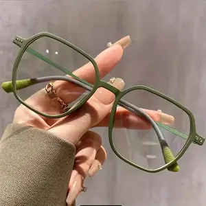 Candy-colored matte fashion glasses, unisex, plain large frame, polygonal large frame, thin trend decorative glasses frame