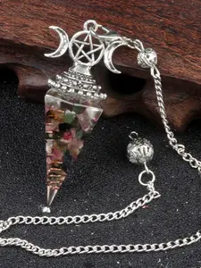 Three-Phase Moon Multicolor Resin Crystal Gemstone Hexagonal Pendulum, Elegant Baroque Style, All Seasons Energy Guardian