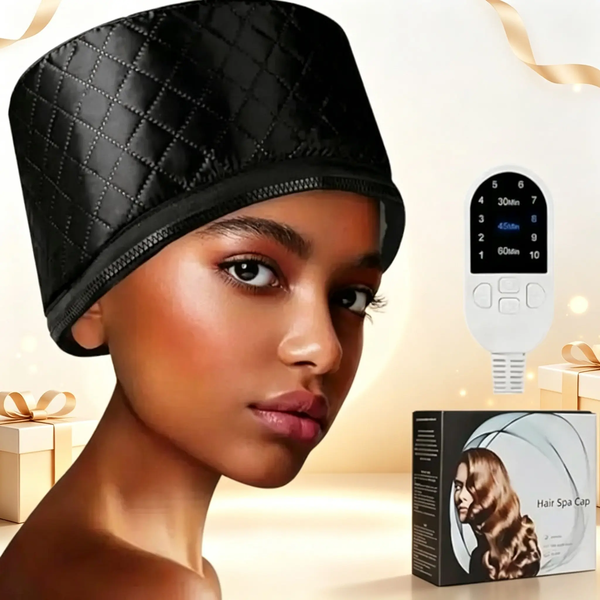 Hair Care Heating Cap, Adjustable-Temperature Steam Cap for Deep Conditioning Hair Treatment, Adjustable Hair Bonnet, Ideal Winter Gift for Girlfriend