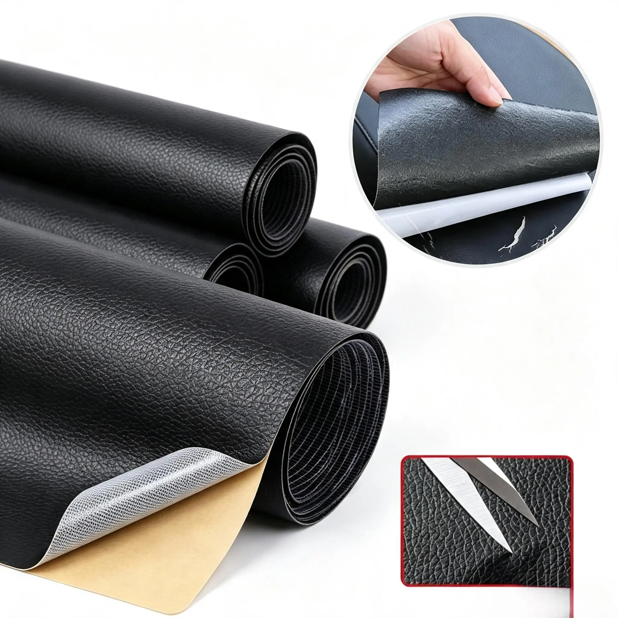 Self-Adhesive Leather Repair Patch Kit - Flexible DIY Repair Solution for Sofa, Chairs, Car Seats, Car Interior, Leather Surfaces, Covers Up Blemishes