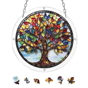 Acrylic Life Tree Puzzle Sun Catcher, Irregular Shape Pieces, Family Fun, Home Decor, Ideal Gift for Friends and Relatives
