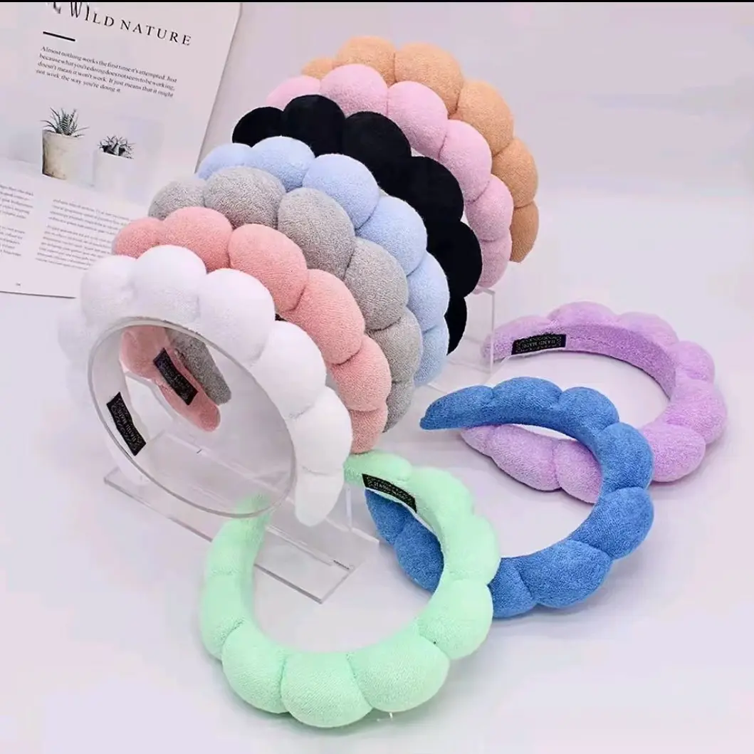Women's Sponge Cloud Twisted Braided Headbands - Heatless Curling, Plush Fabric, Purple, Spiral-Shaped, Towel-Like Volume-Boosting Hair Hoops for Face Washing, Bath, Heatless Curling Headbands, Plush Fabric Headbands