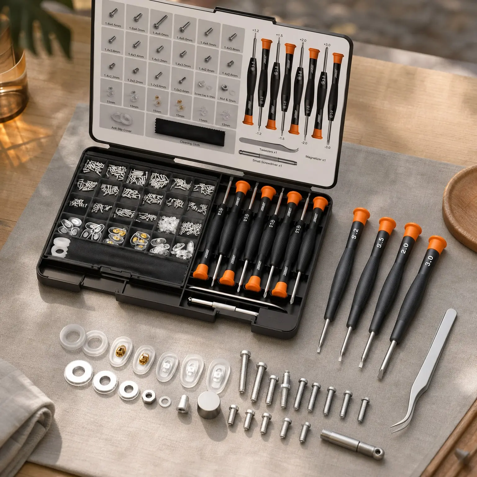 Eyeglass Repair Kit, Glasses Repairing Tool with Small Screws, Nose Pads & Screwdrivers, Eyeglass Fixing Kit - Christmas Gift for Men & Women Who Wear Glasses