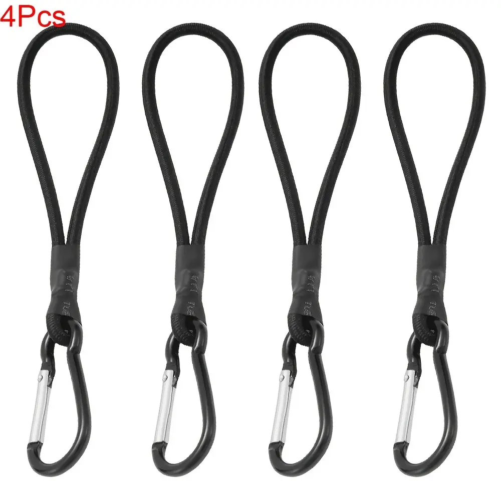4-Pack Hooked Elastic Ropes, Durable Alloy Heavy-Duty Outdoor Short Elastic Ropes, Ideal for Tents and Wire Frames, Camping Gear Essentials