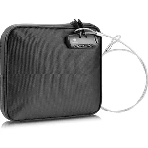 Beach Locking Bag, 9x7.5 Inch Portable Safe for Phone, Wallet, Keys | Anti-Theft Locking Travel Pouch for Pool, Vacation (Black)(Gift)