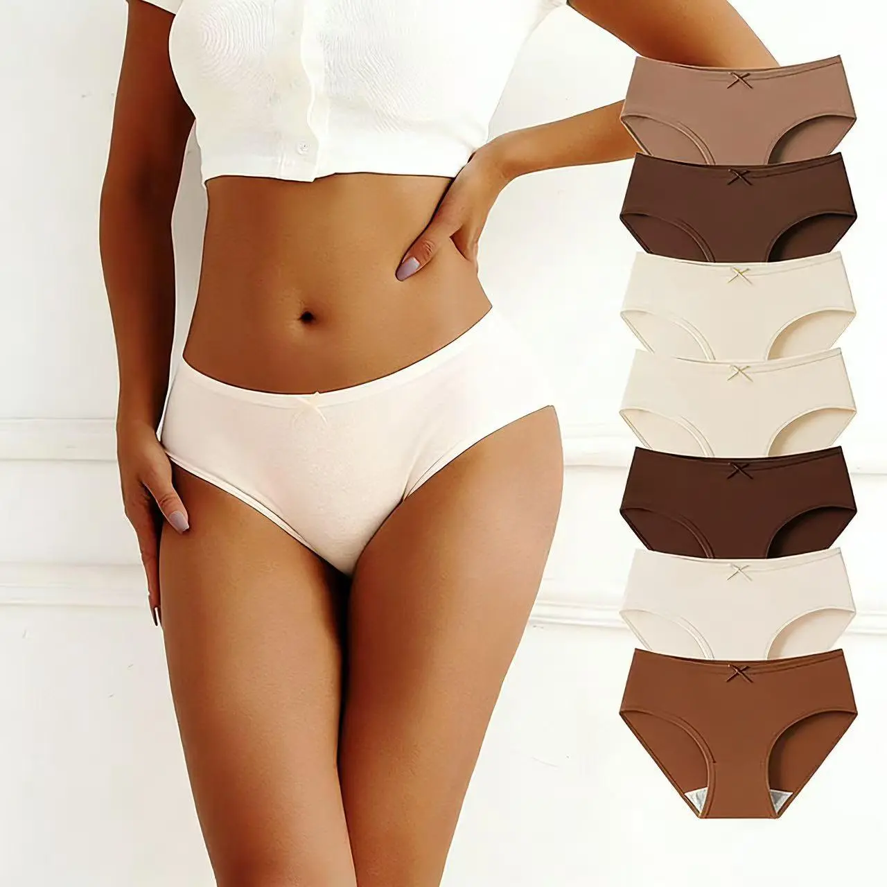 Women's 6-Pack Mixed Color Panties, Low-Waist Basic Style with a Comfortable Hip-Covering Fit for Sports & Everyday Wear, Pieces, Six-Pack