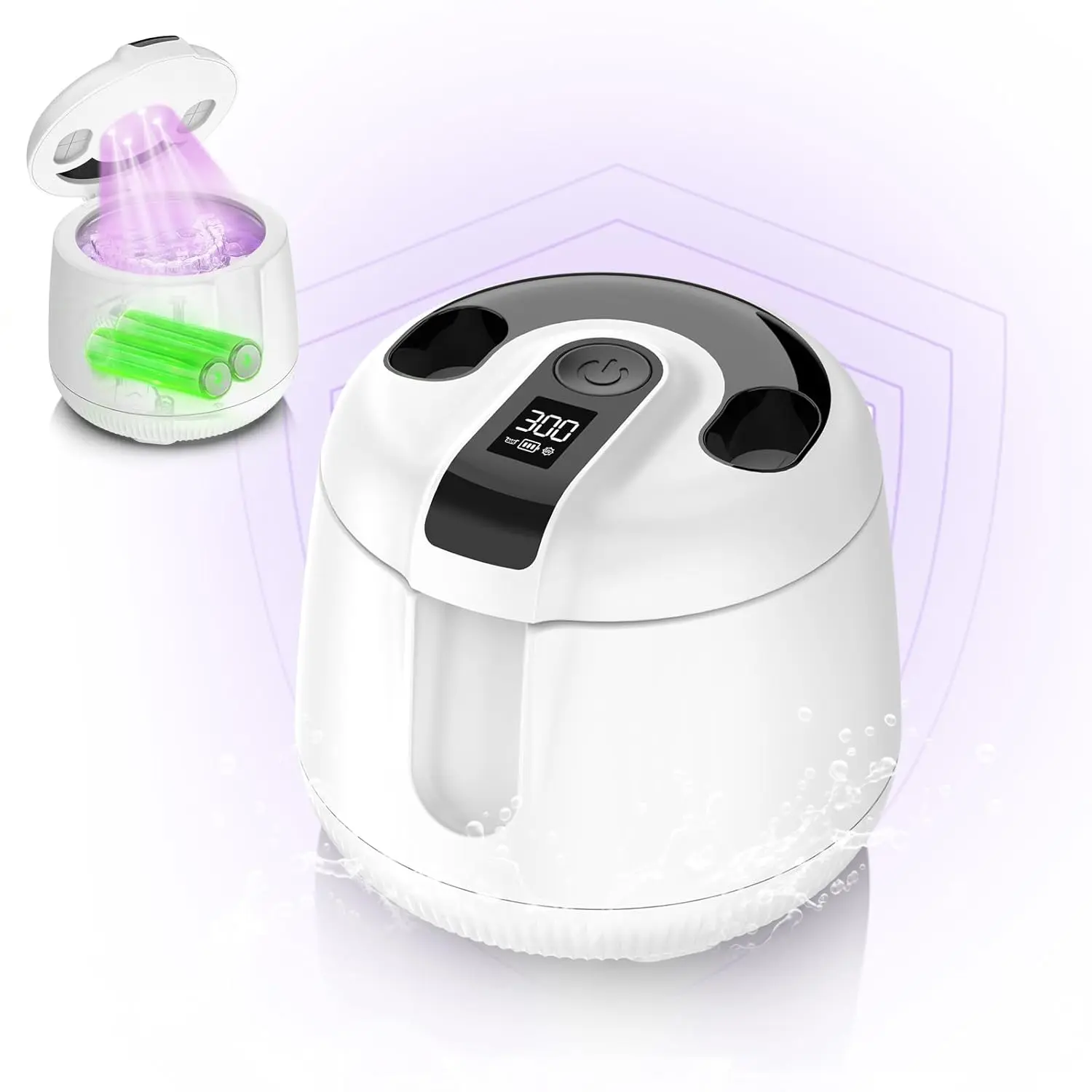 Ultrasonic Retainer Cleaner Machine 48kHz, Dental Cleaning Pod, Ultrasonic Retainer Cleaner for Dentures, Aligners, Mouth Guards, Toothbrush Heads and Jewelry, LAB Supply | Gentle cleaning action works well on mouth guards, toothbrush heads, jewelry