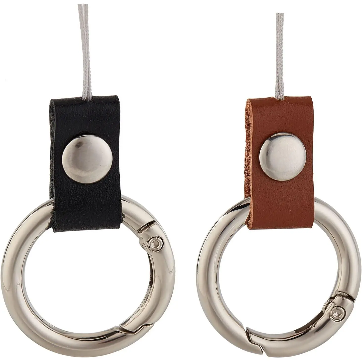 2 count Keyring with Strap Short Lanyard Black Cell Phone Finger Ring Phone Charms Grip Holders