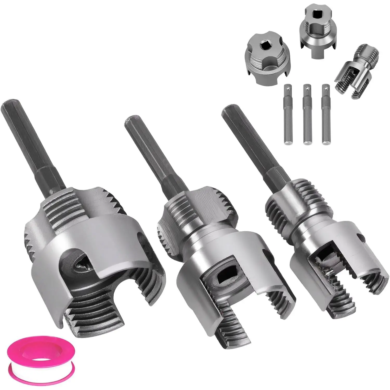 3PCS PVC Pipe Threader Kit - Dual-Function Internal & External Pipe Threading Tool for 1/2"& 3/4" & 1" PVC/Pipes
