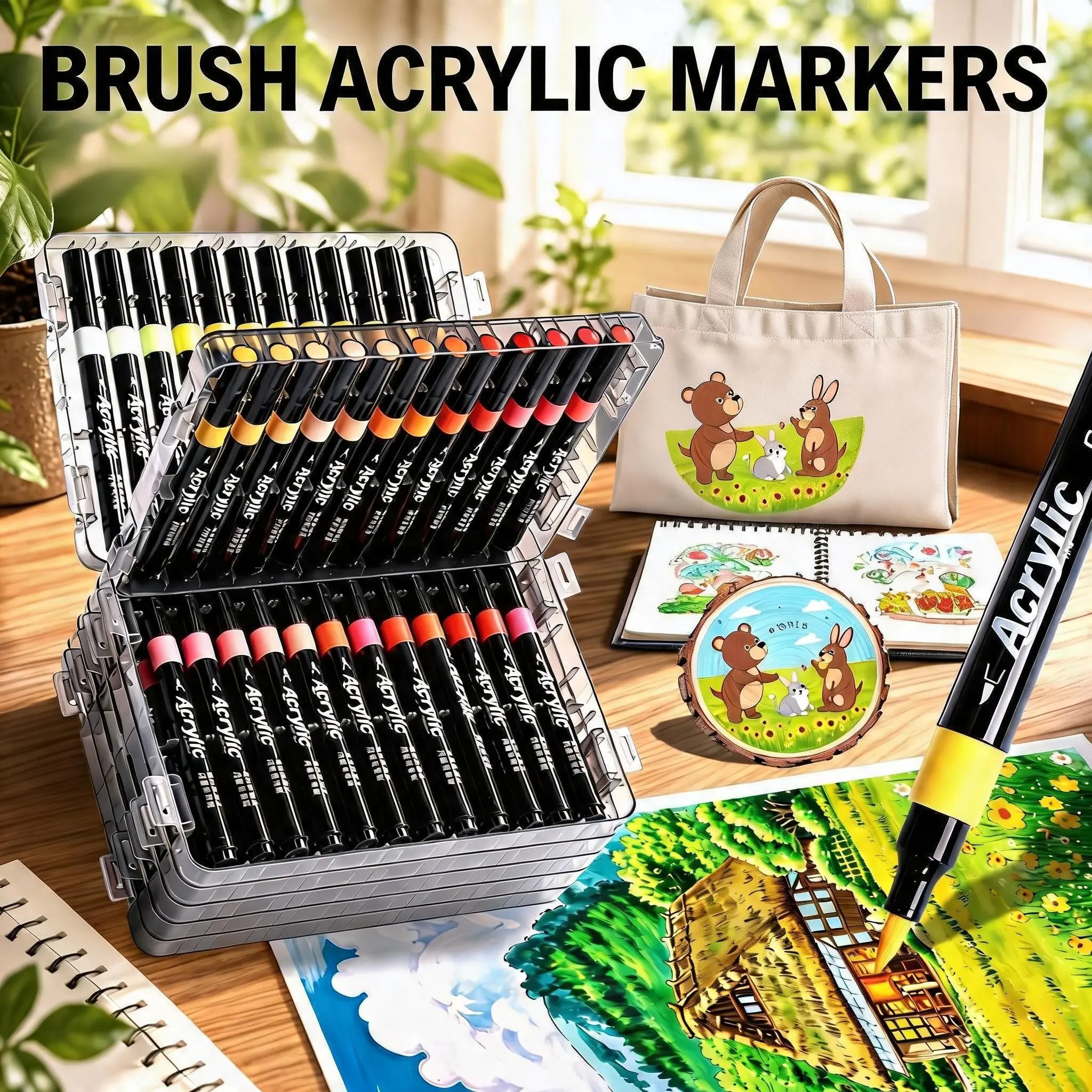 24/36/48 Color Fast-Drying Acrylic Marker Pens, Water-Based Markers, Fine Tip, Waterproof, Suitable for Various Surfaces, Perfect Gift