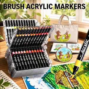 24/36/48 Color Fast-Drying Acrylic Marker Pens, Water-Based Markers, Fine Tip, Waterproof, Suitable for Various Surfaces, Perfect Gift