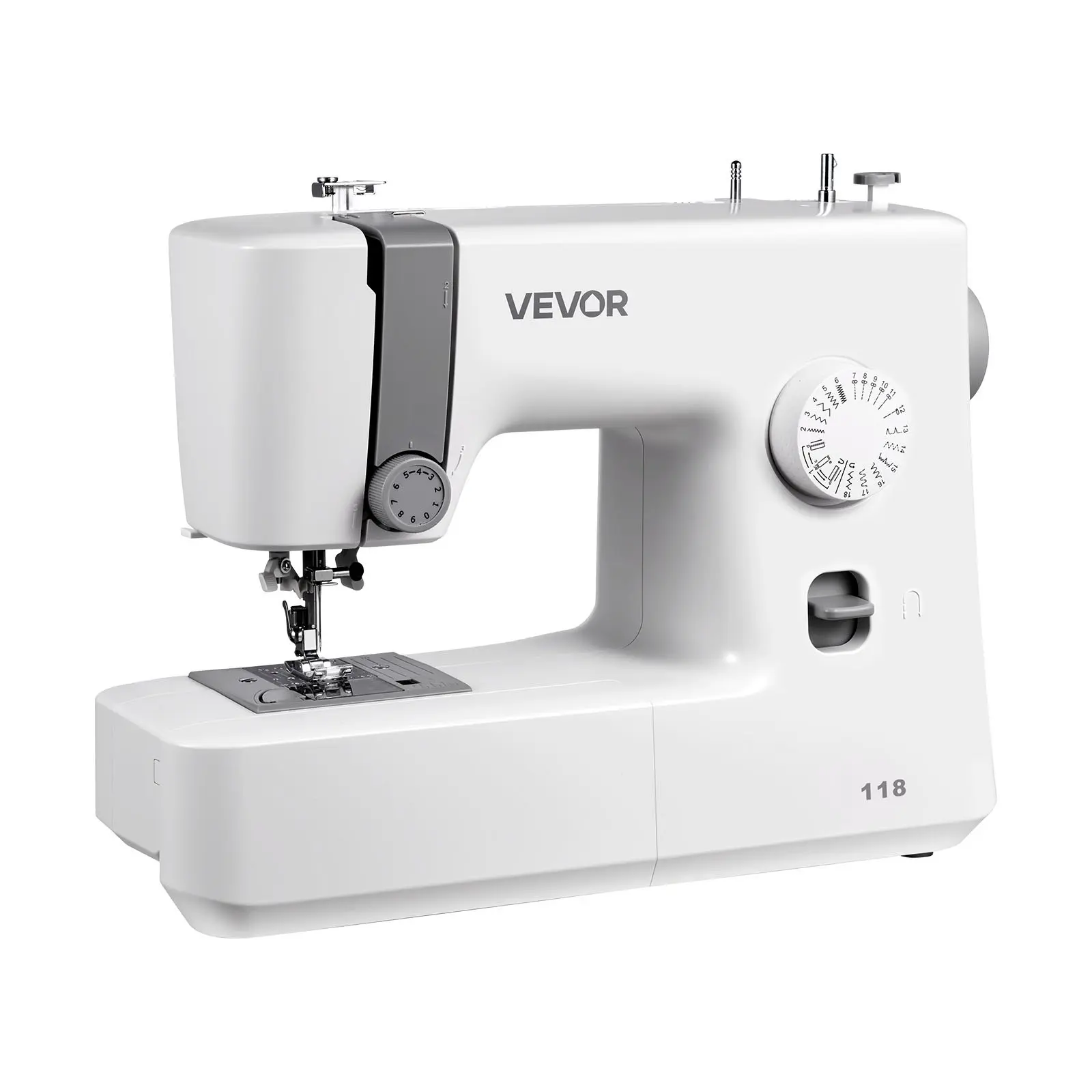 【DealsForYouDays】VEVOR Sewing Machine, 18 Stitch Applications, with LED Light and Foot Pedal, Simple Dial Control, Interior Metal Frame, Lightweight and Portable Beginner Sewing Machine for Adults Crafts and Mending