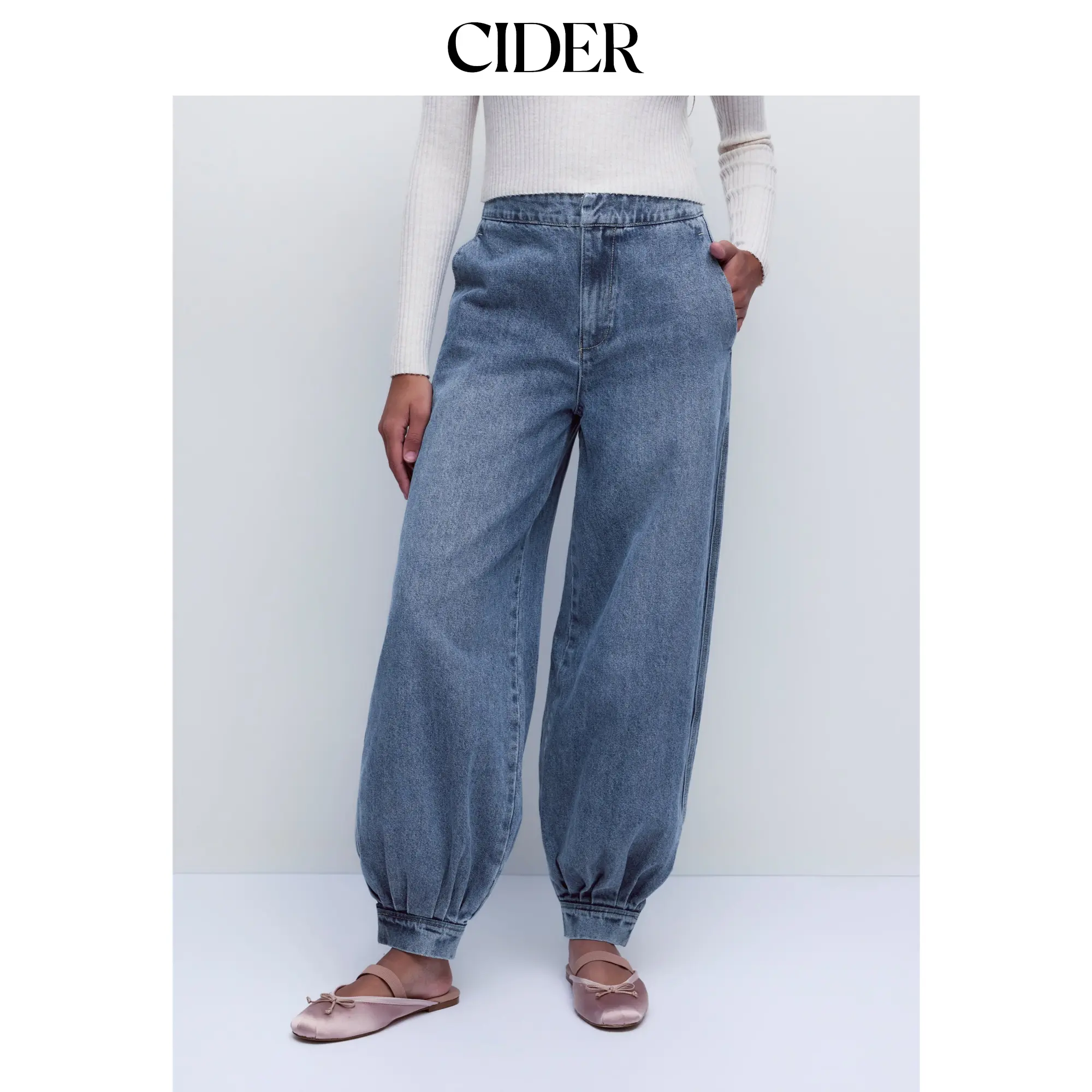 Cider Denim Mid Rise Washed Jogger Jeans