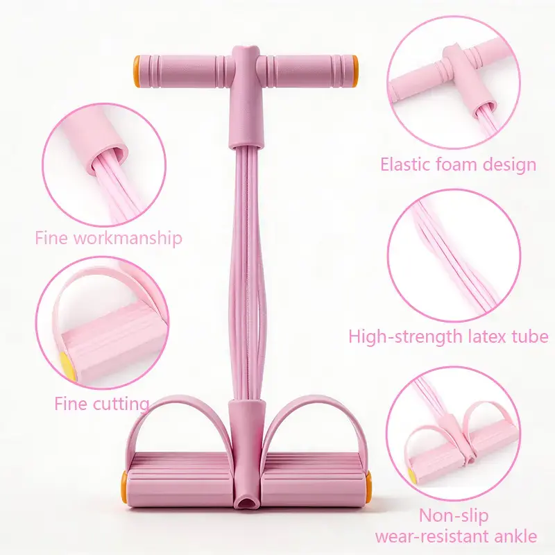 6-Tube Pedal Elastic Resistance Band, Sit-Up Pull Rope Fitness Equipment for Home Gym Core Training