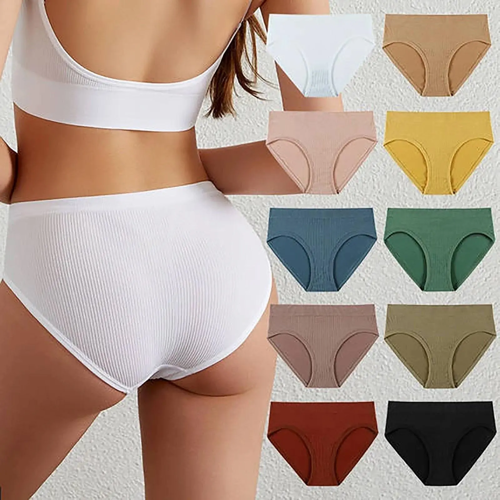 Women's Mid-Waist Ladies Sports Underwear - Smooth Buttery-Soft Seamless Nylon, Lightweight Cotton-Blend Fabric, Elastic, Stretchy, Hip-Fit, Breathable, Solid, Second-Skin Feel, Panty Line Elimination, All-Day Comfort, Secure Coverage